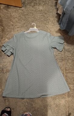 Eyelet MintGreen Dress with Short Ruffled Sleeves